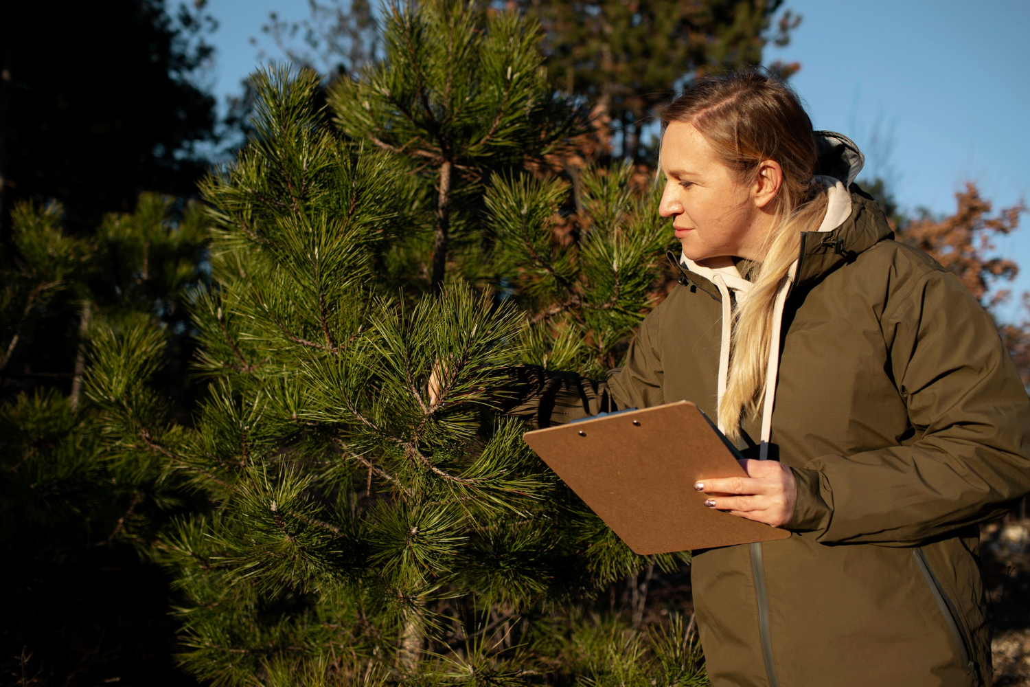 estudiante en el bosque